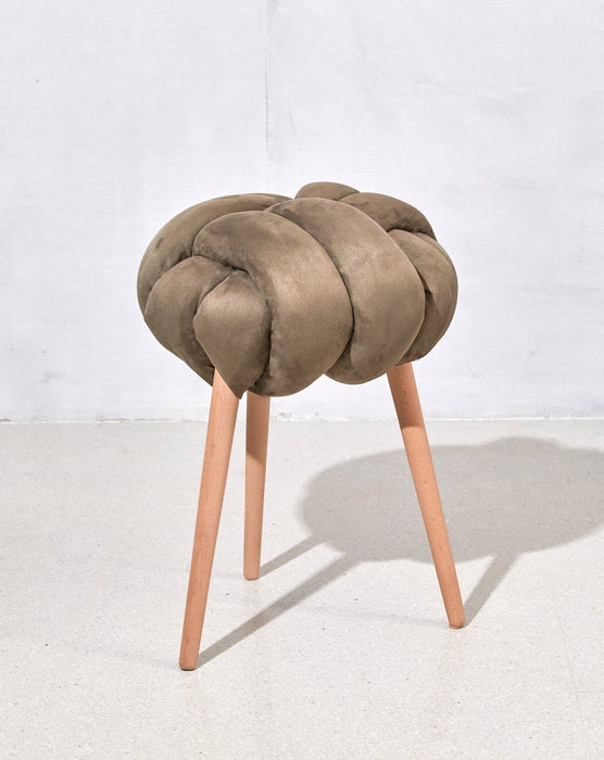 Army green Vegan suede Knot Stool