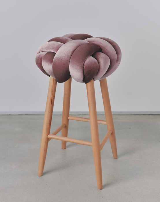 Plum Velvet Knot Bar Stool