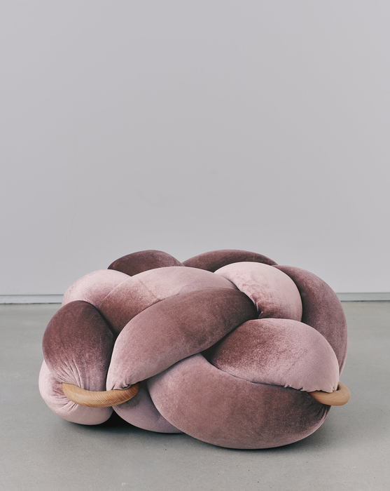 (L) Plum Velvet Knot Floor Cushion