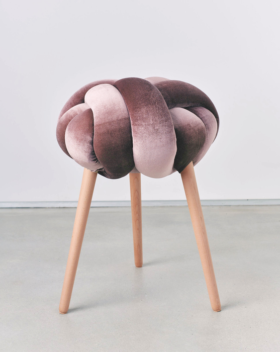 Plum Velvet Knot Stool