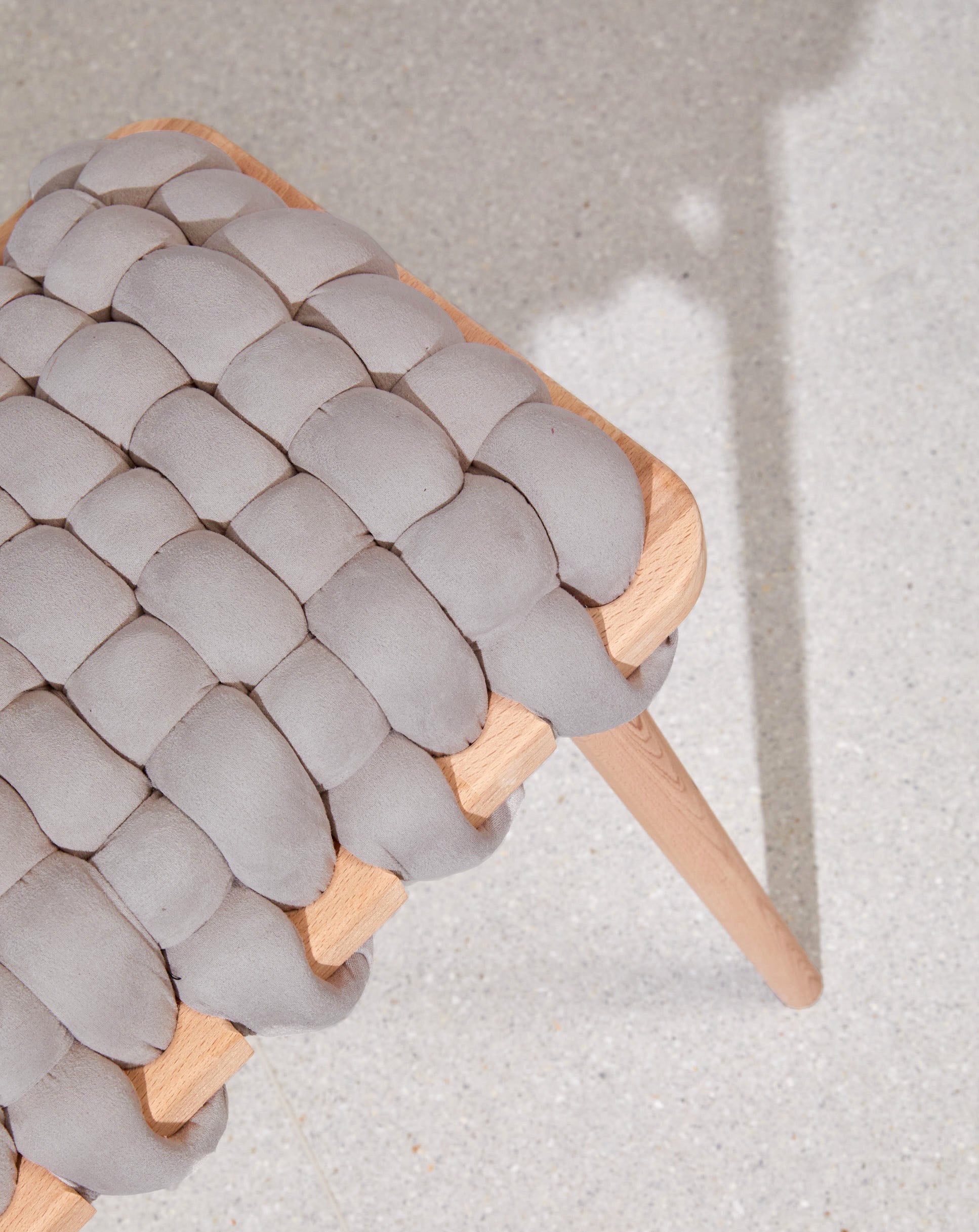 Arora Grey Vegan Suede Woven Bench
